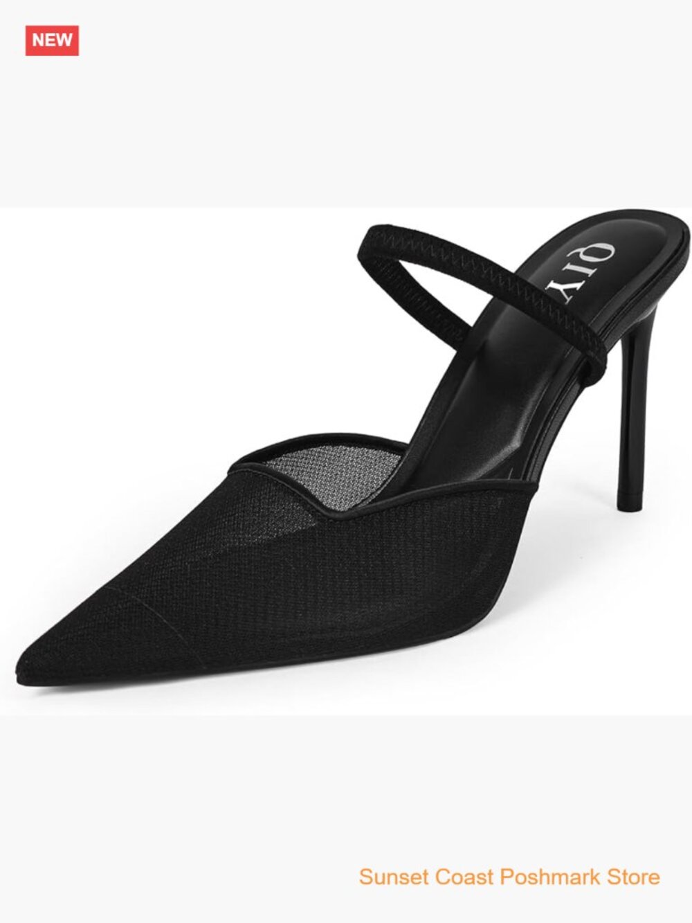 Womens Pointed Toe Stiletto Heeled Mules Mesh Dress Pumps